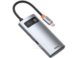 Хаб Baseus Metal Gleam Series 4-in-1 Multifunctional Type-C HUB Docking Station U2.0+U3.0+HDMI+C Gray (CAHUB-CY0G)