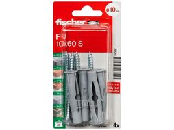 Дюбель универсальный Fischer FU 10x60 с саморезом (4шт упак.) (84328) (диаметр: 10 мм, длина: 60 мм, саморез: 6 x 80 мм)