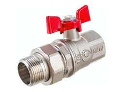 Кран шаровой лат. PREMIUM для ВОДЫ с америк 3/4" ВР/НР, бабочка, НИКЕЛИР-Й 11Б27фт1М Valfex VF.227.NB1.034.PREMIUM