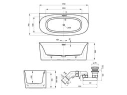 Пристенная акриловая ванна Wellsee Belle Spa 2.0 235804004