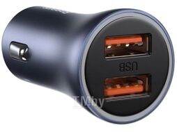 Автомобильное зарядное устройство Baseus Golden Contactor Pro Dual Quick Charger Car Charger U+U 40W (With Baseus Simple wiring USB For Type-C 5A 1.0m) Dark Gray (TZCCJD-A0G)