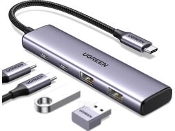 Хаб UGREEN CM473-15395 USB-C To 2xUSB-A + 2xUSB-C HUB without PD , Space Gray