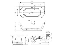 Пристенная акриловая ванна Wellsee Belle Spa 3.0 235901004