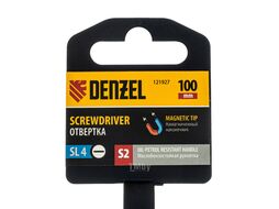 Отвертка, SL4х100 мм, S2, 3к рукоятка Denzel 121927