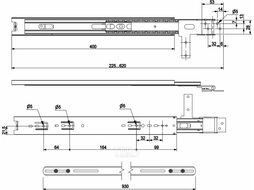 Направляющая шариковая L-400 h=45 крепление к зеркалу AKS