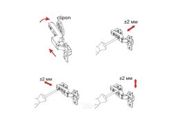 Петля внутренняя с доводчиком 45мм h0 clip-on AKS PLUS 3D (саморезы, заглушки)
