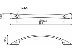 Ручка меб. скоба мет. UN90 128 хром общая длина 184 AKS