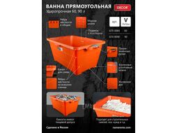 Ванна DECOR прямоугольная 60 л, ударопрочная Decor 670-0060