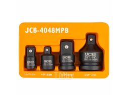 Набор адаптеров ударных 4пр (3/8"(F) x 1/2"(M), 1/2"(F) x 3/8"(M), 1/2"(F) x 3/4"(M), 3/4"(F) x 1/2"(M)), в ложементе JCB JCB-4048MPB
