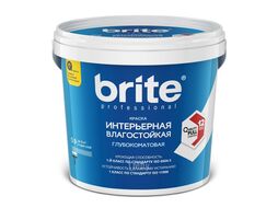 Краска BRITE PROFESSIONAL интерьерная влагостойкая глубокомат. белая 0,9 л