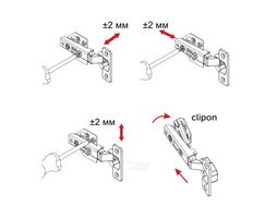 Петля накладная с доводчиком 45мм h0 clip-on AKS PLUS 3D (саморезы, заглушки)