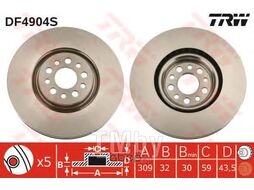 Тормозной диск Citroen C8, Fiat Ulysse, Peugeot 807 3.0 V6 02- TRW DF4904S