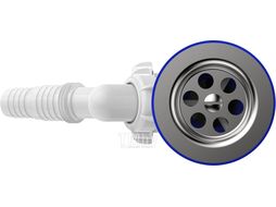 Сифон для кухни 1 1/2"х40 с металлической решеткой с отводом с/м Aquant