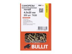 Саморез констр. потай 4,0 x 20 (200шт), Bullit