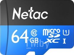 Карта памяти MicroSDXC 64GB U1/C10 P500 Standard технологическая упаковка Netac NT02P500STN-064G-N