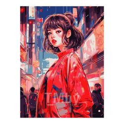 Набор для рисования по номерам, картина 31х40 см "Девушка в Токио" (холст на подрамнике, краски, кисть) LORI Рх-169