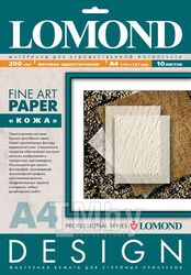 Бумага A4, 200г/м2, 10л., белый матовое кожа для струйной печати Lomond 0917041