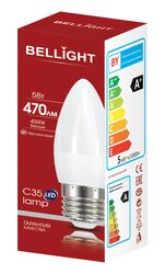 Лампа светодиодная С35 5Вт Е27 4000К LED Bellight