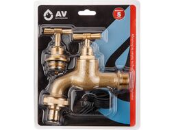 Кран водоразборный 3/4" нар. настенный со штуцером, (вход 3/4" х выход 1") AV engineering AVE169034