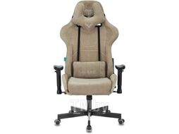 Кресло игровое Zombie VIKING KNIGHT Fabric песочный Light-21 с подголов. крестов. металл