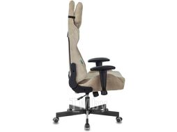 Кресло игровое Zombie VIKING KNIGHT Fabric песочный Light-21 с подголов. крестов. металл