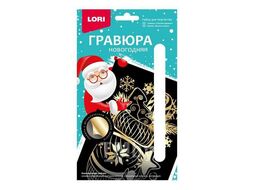 Набор для детского творчества - Гравюра новогодняя с эффектом золота малая "Узорная варежка" LORI Гр-797