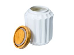 Банка для сыпучих продуктов фарфоровая 1л с бамбуковой крышкой Fresca PJ03400-L1