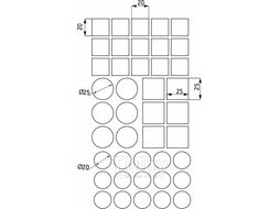 Подкладка самоприлипающая фетровая микс (d20, 20 х 20 - 15 штук d25, 25 х 25 - 6 штук) коричневая Pacific PC 6001 BR