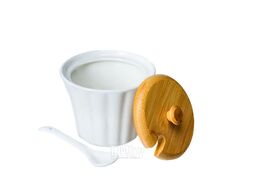 Сахарница фарфор/бамбук с ложкой 250 мл/10*10*9,5 см Fresca PJ01545-A