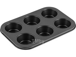 Форма для выпечки, прямоугольная, 6 кексов, 26.5х18.5х3 см, антиприг. покр., STARCOOK, PERFECTO LINEA 16-271931