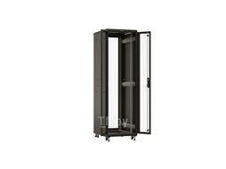 Шкаф серверный напольный 42U 600x1200мм пер. дв. перфор. 2 ств. задн. дв. перфор. 2-хст. 2 бок. пан. 800кг черный 1110мм IP20 сталь HYPERLINE TTBR-4262-DD-RAL9004