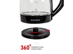 Чайник электрический 1.8л. 1500Вт черный/прозрачный (корпус: стекло) Supra KES-1853G