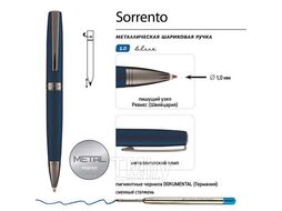 Ручка "SORRENTO" шарик. автомат. в круглом тубусе, 1,0мм, синяя, синий мет. корпус, черн.футляр Bruno Visconti 20-0333/02