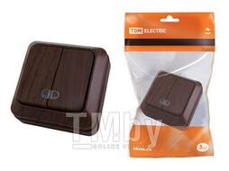 Выключатель 2-кл. открытой установки с подсветкой IP20 10А, бук "Ладога" TDM SQ1801-0030