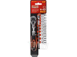 Набор головок 1/4" 4-13мм 12предм. (пласт. подвес, 6 граней) PRO STARTUL (PRO-41414)
