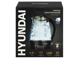 Чайник электрический 1.7л. 2200Вт черный (корпус: стекло) Hyundai HYK-G2011