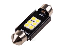 Автолампа диод T11 (C5W) 12V 6 SMD 1-конт 41мм Белая CAN BUS (2шт) салон/номер Skyway S08201441