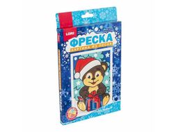 Набор для детского творчества - Фреска. Картина из песка новогодняя "Веселый медвежонок" (малый набор) LORI Пз/Ф-007