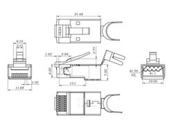 Коннектор FTP кат.6 RJ45 (10шт) HYPERLINE PLUG-8P8C-UV-C6-TW-SH-10