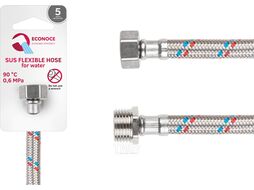 Подводка гибкая, SUS, гайка 1/2" - штуцер 1/2" 60см ECONOCE EC021060