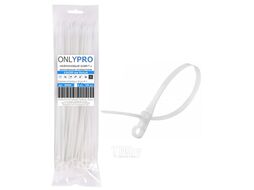 Нейлоновый хомут с монтажным отверстием 3,6*200 белый (упак. 100 шт.) OnlyPro 99695