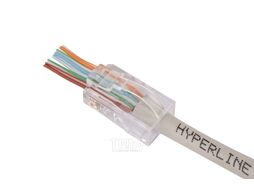 Коннектор кат.5E RJ45 прозрачный (100шт) HYPERLINE PLEZ-8P8C-UA-C5-100