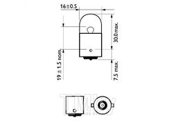 Комплект ламп Philips (R10W) 12V BA15S подсветка номера, противотуман. фара зад. (2шт. в блистере) 12814B2