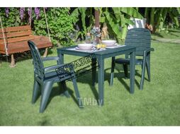 Стол пластиковый Ellastik Plast Прованс Квадратный 4 ножки 80x80x70 (темно-зеленый)