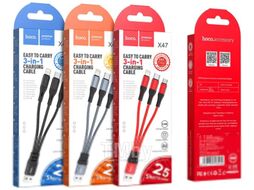 Кабель Hoco X47 Lightning/Micro/Type-C (0.25м, черный)