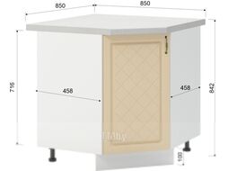 Шкаф-стол кухонный Mio Tesoro Модена ШНУ 850 угловой (белый/дуб ваниль)