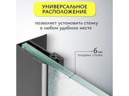 Душевая стенка Saniteco Walk-In SN-W6MB100 (100x200, матовое стекло, черный профиль)