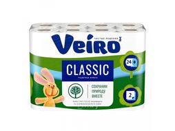 Бумага туал. Classic 4 шт. белая, двухслойная Veiro 5С24