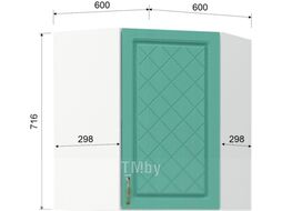 Шкаф навесной для кухни Mio Tesoro Модена ШВУ 600 угловой (белый/дуб бирюзовый)