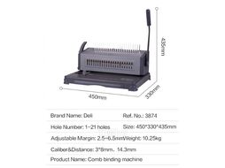 Перфобиндер Deli Plastic Binder 3874 (на пласт. пружину, до 425 лст., перф до 18 лст., регулировка отступа, отключаемые пуансоны)
